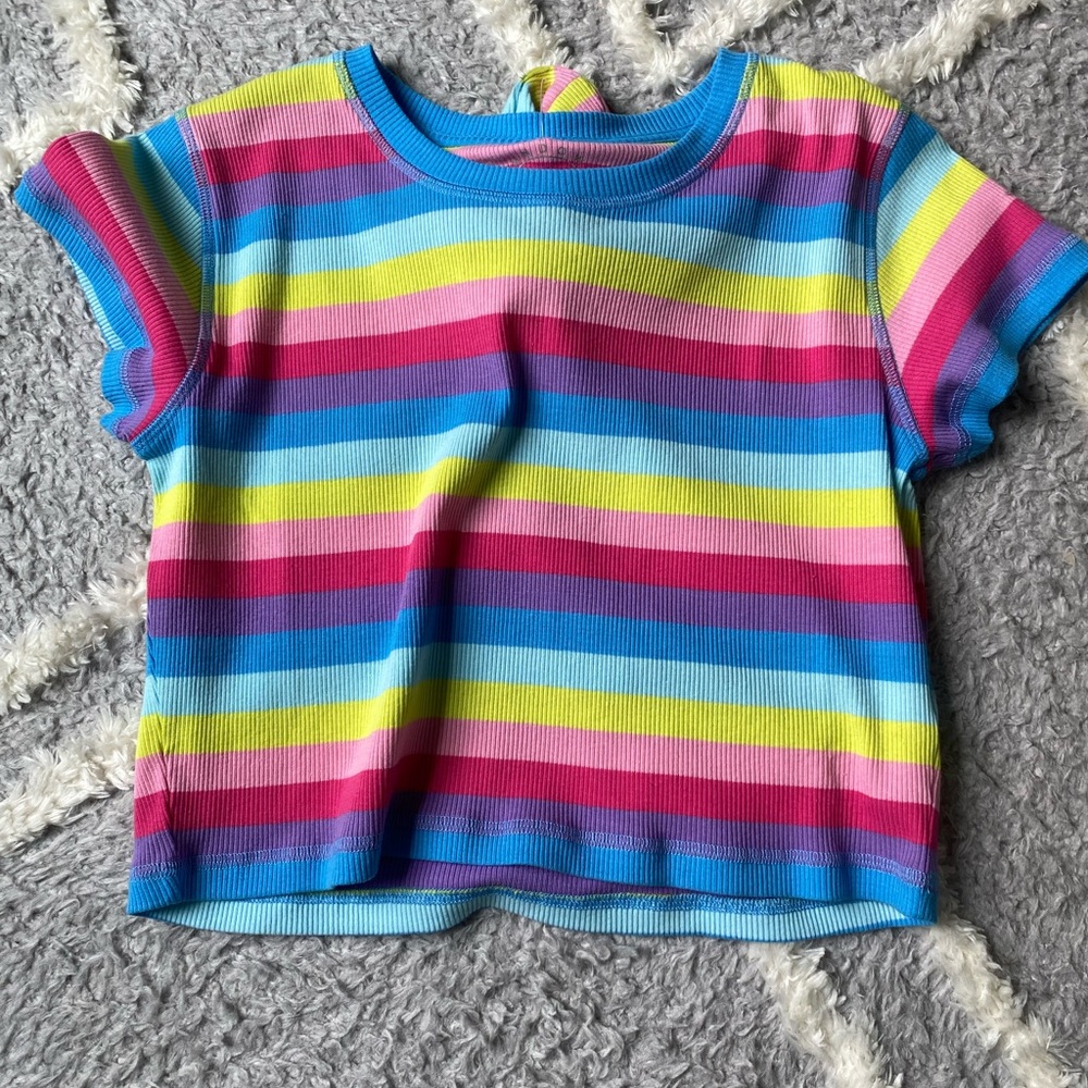 Stripped Crop Top With Scrunchie
